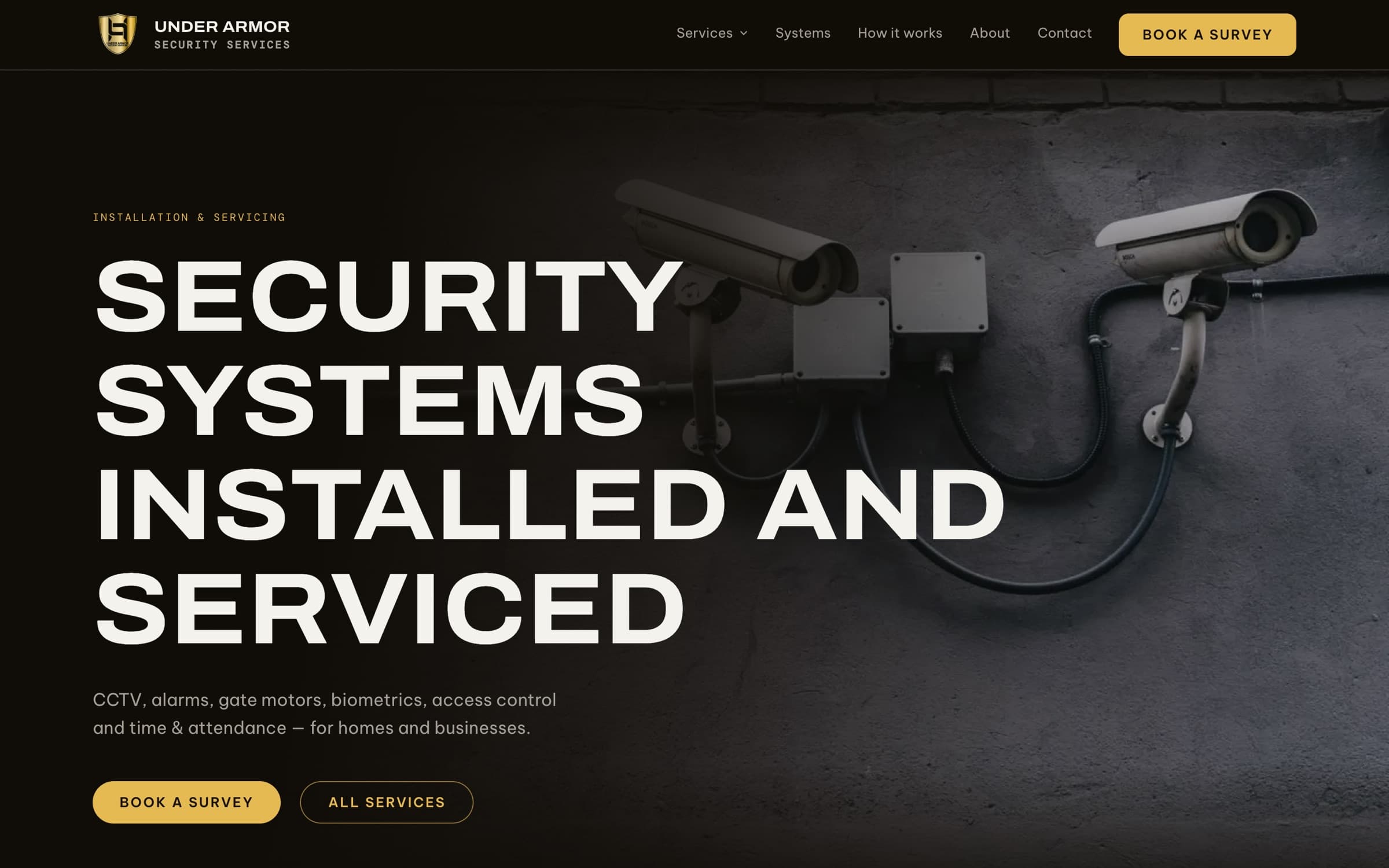 Under Armor Security Services: website with bookings